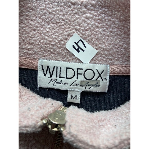 Wildfox Womens Soto Warmup Sweatshirt Size M Gray Pink ColorBlock Fleece 1/4 Zip - Picture 11 of 11